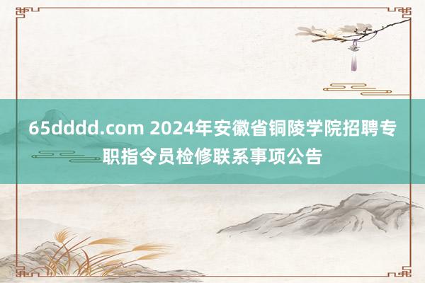 65dddd.com 2024年安徽省铜陵学院招聘专职指令员检修联系事项公告