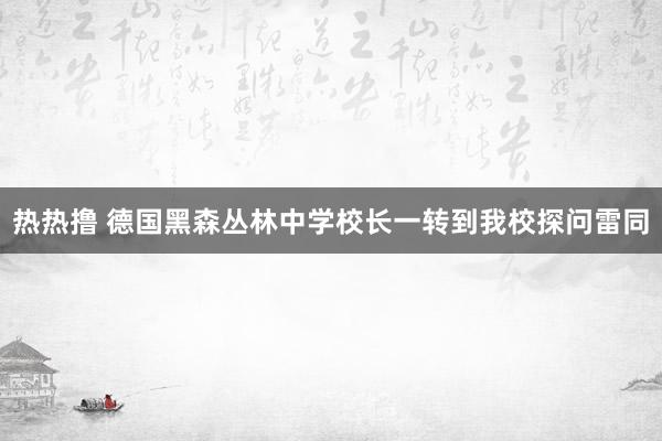 热热撸 德国黑森丛林中学校长一转到我校探问雷同