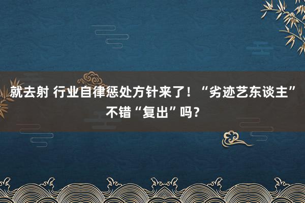 就去射 行业自律惩处方针来了！“劣迹艺东谈主”不错“复出”吗？